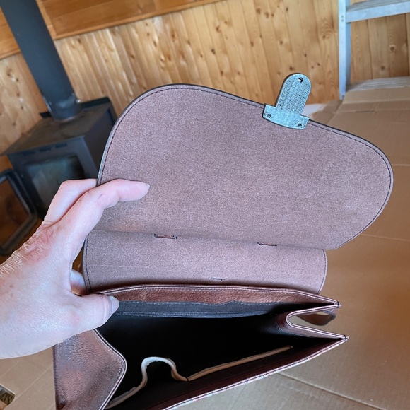 NWOT Brown Embossed Leather Backpack - Picture 5 of 11